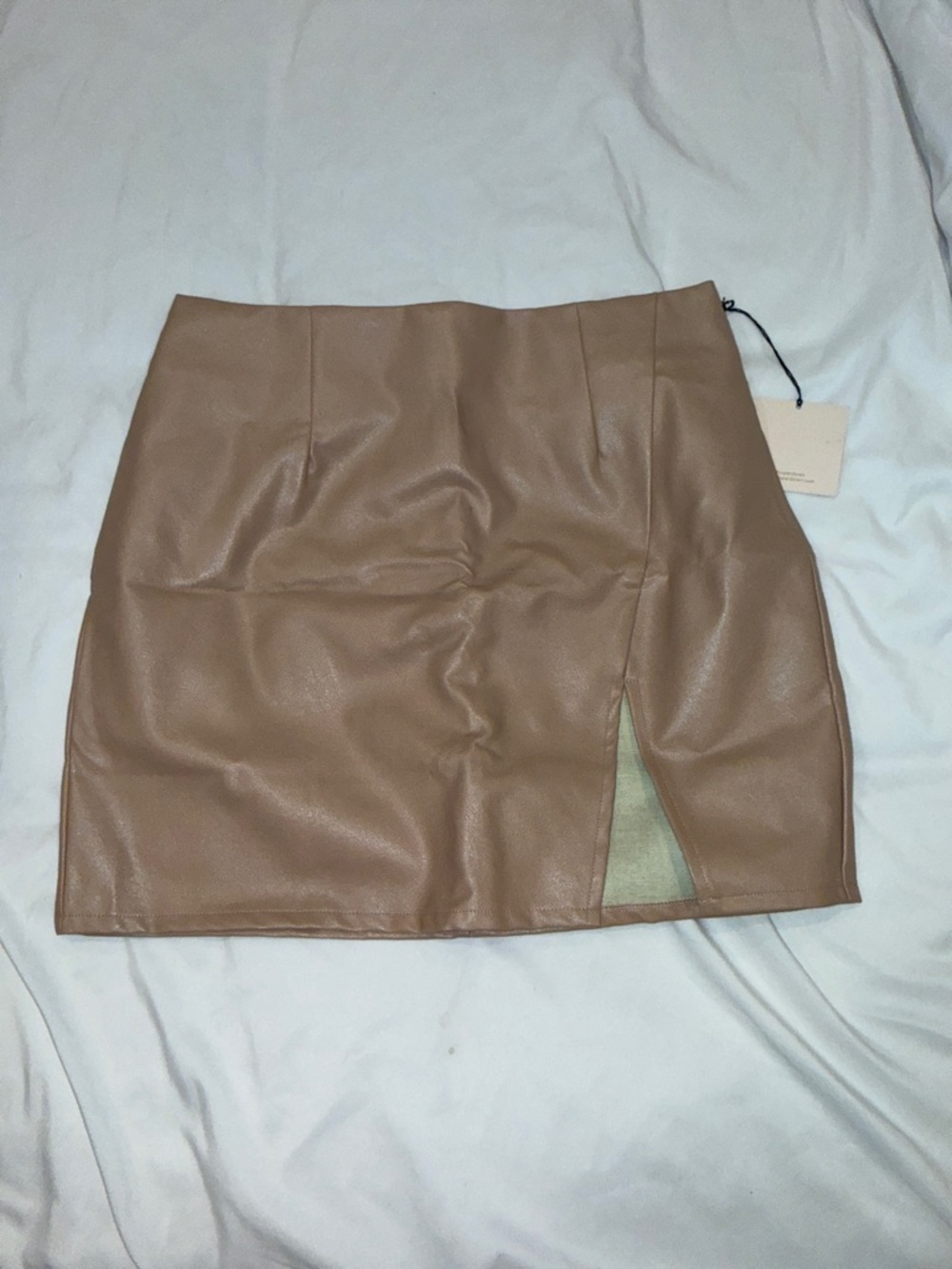 superdown Faux Leather Mini Skirt in Taupe